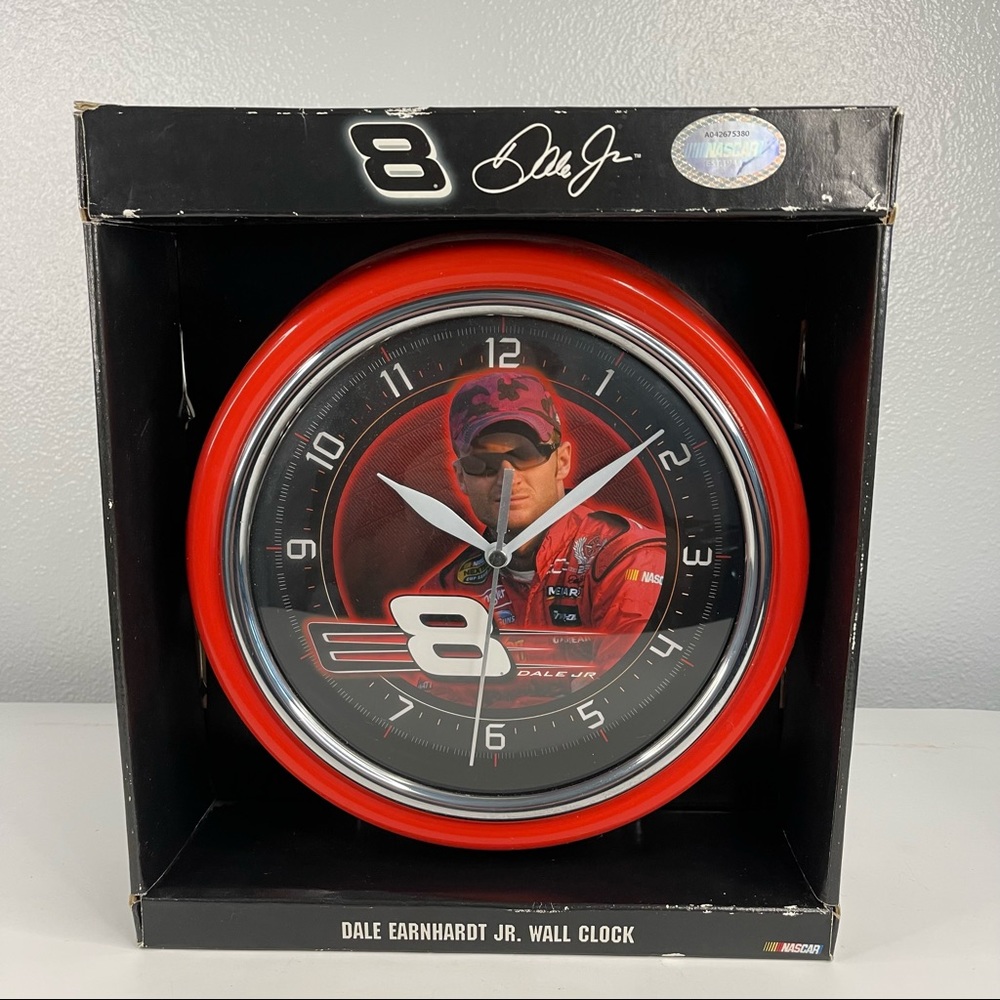 Dale Earnhardt Jr. #8 Red Wall Clock Battery Operated NEW IN BOX